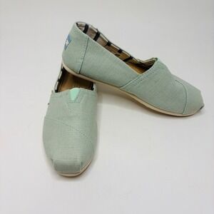 TOMS Womens 6 Alpargata Canvas Slip On Shoes Mint Green Beach Summer